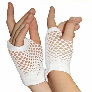 On Trend Fishnet fingerless gloves in snow white NEW